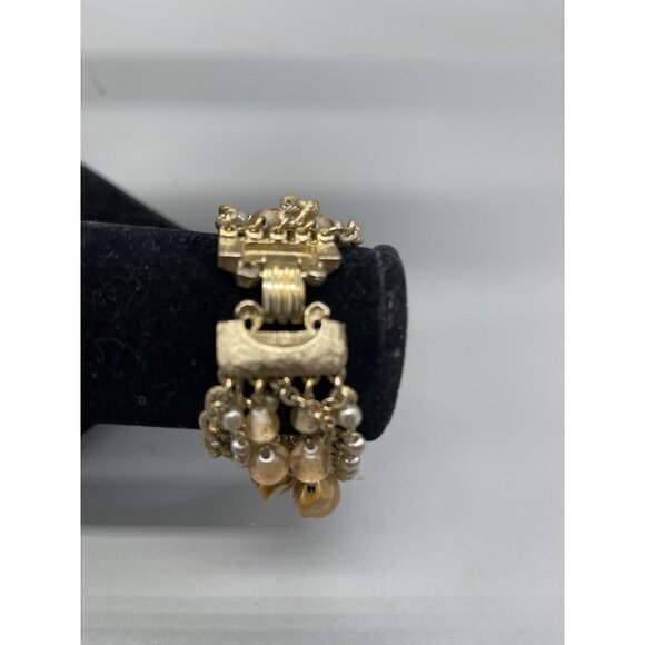 Costume jewelry Bracelet Gold Clasp Gold and Silver Beads Gold Chains 6.5" READ - Picture 3 of 5